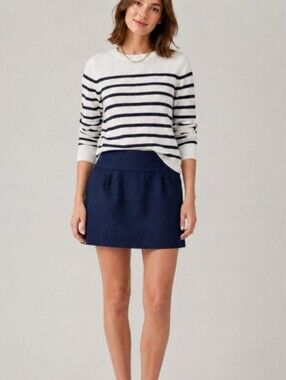 J.Crew Navy Textured Cotton Mini Skirt Size 6